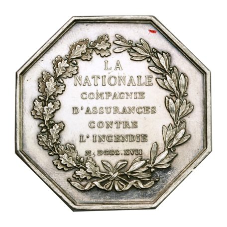 Franciaország Nemzeti Tűzbiztosító Társaság emlékérem 1883 EF 26g Ag