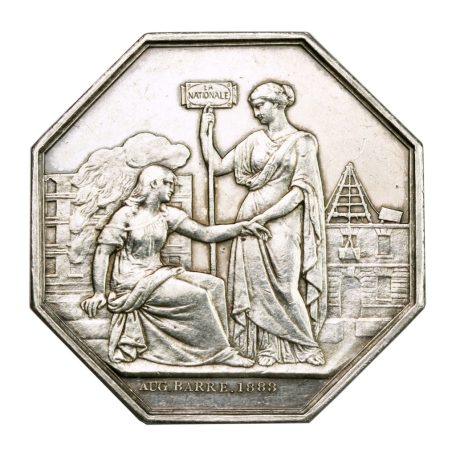 Franciaország Nemzeti Tűzbiztosító Társaság emlékérem 1883 EF 26g Ag