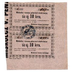 Miskolc 10 Krajcár pénztári utalvány 1860