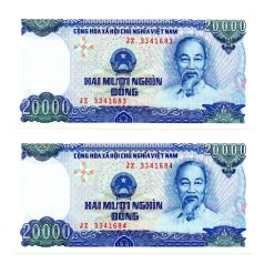   Vietnám 20000 Dong Bankjegy 1991 p110a sorszámkövető pár