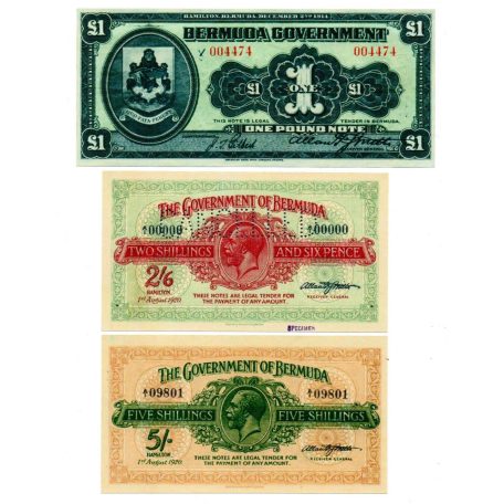 Bermuda Bankjegy sor 1914-1935 P1-5  összesen 5db MÁSOLAT
