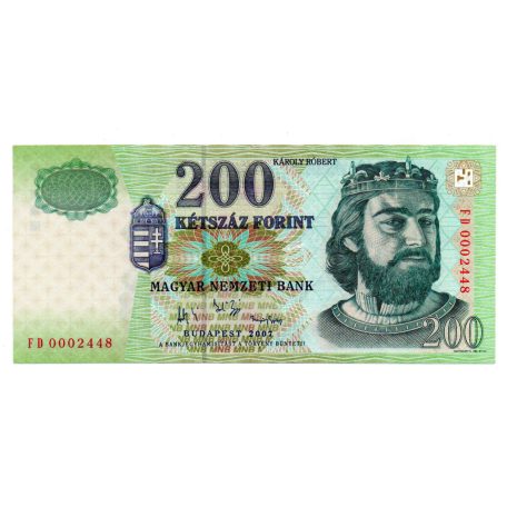 200 Forint Bankjegy 2007 FD gVF alacsony sorszám