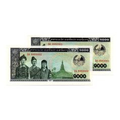 Laosz 1000 Kip Bankjegy 1992 P32a sorszámkövető pár