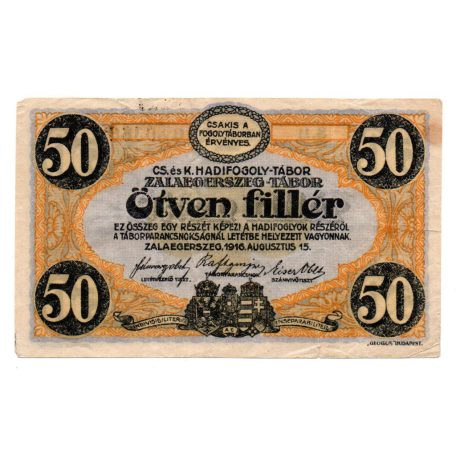 Zalaegerszeg Hadifogolytábor 50 Fillér 1916 Eiser S - Gy