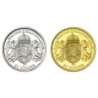 IV. Károly 20 Korona 1918 K-B ezüst és réz utánveret párban