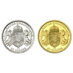   IV. Károly 20 Korona 1918 K-B ezüst és réz utánveret párban