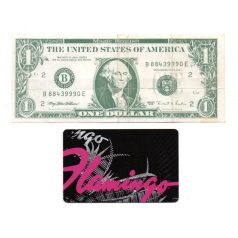   Las Vegas 1 Dollár játék bankjegy és Flamingó UBER kártya