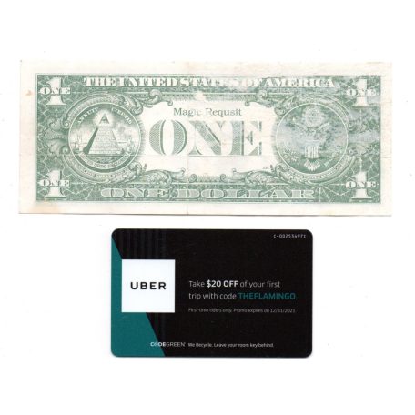 Las Vegas 1 Dollár játék bankjegy és Flamingó UBER kártya