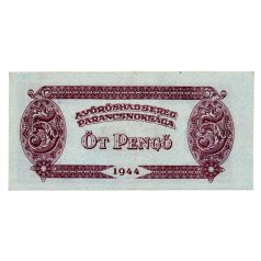 Vöröshadsereg 5 Pengő 1944 EF eltolódott vágás