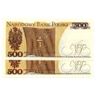 Lengyelország 500 Zloty Bankjegy 1982 P145d L161b sorkövető pár aUNC-UNC, hajtatlan
