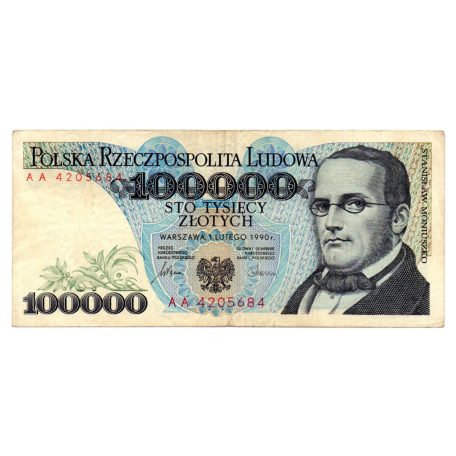Lengyelország 100000 Zloty Bankjegy 1990 P154a L178b AA sorozat