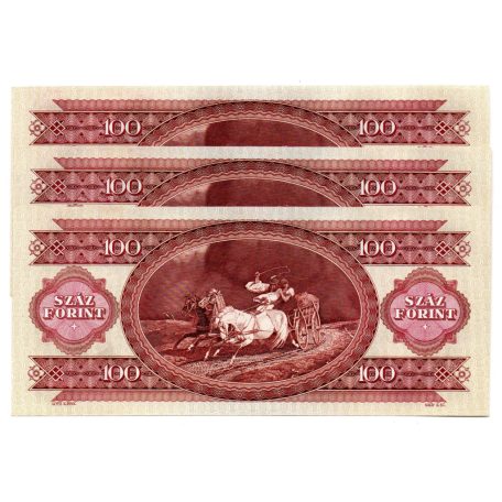 100 Forint Bankjegy 1989 UNC sorszámkövető 3 db