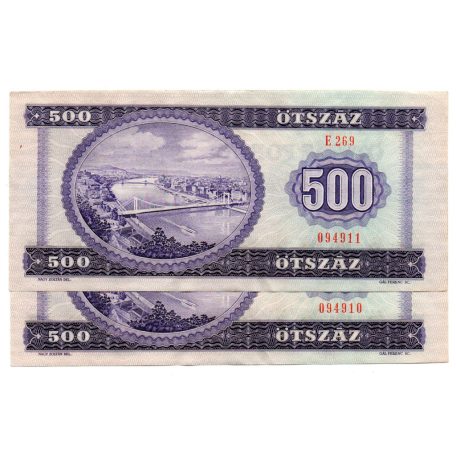 500 Forint Bankjegy 1975 gEF-aUNC sorszámkövető pár