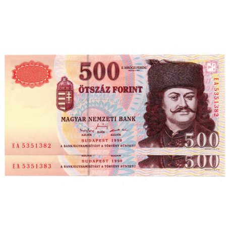 500 Forint Bankjegy 1998 EA UNC sorszámkövető pár