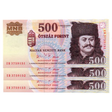 500 Forint Bankjegy 2006 EB sorozat 1956 50. évforduló UNC 3 db