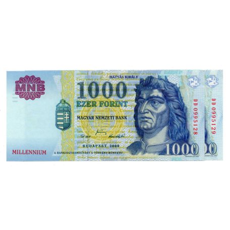 1000 Forint Bankjegy Millennium 2000 DD sorszámkövető pár