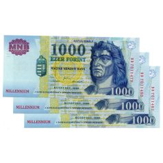   1000 Forint Bankjegy Millennium 2000 DD sorszámkövető 3 db