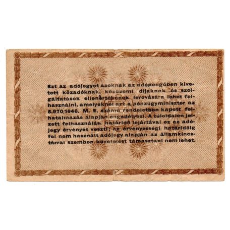 10000 Adópengő 1946 P49 hátoldalt decentrált