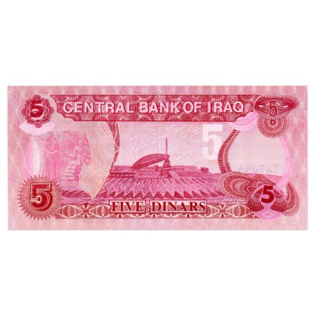 Irak 5 Dinar Bankjegy 1992 P80b dombornyomású