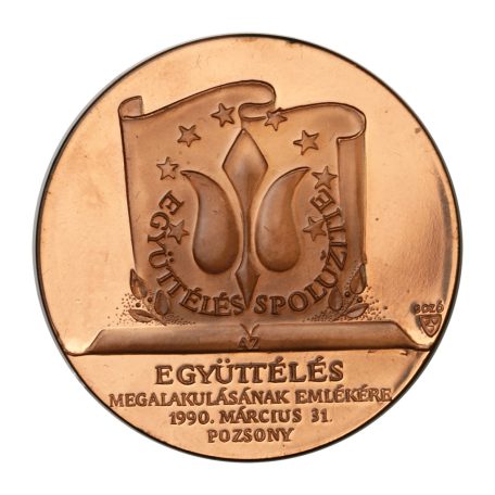 Bozó: Együttélés-Spoluzitie Pozsony emlékérem 1990 fényes Br