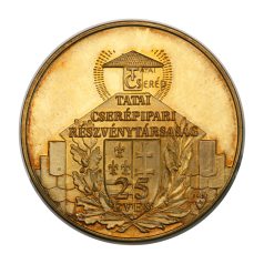   Bozó: Tatai Cserépipar Rt. 25 éves érem 1996 Ag aranyló patina