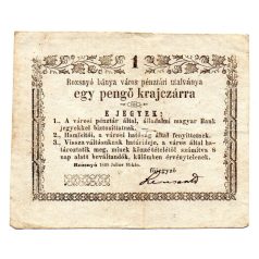   Rozsnyó 1 Pengő krajczárra 1849 keret, beváltandók, vízjel, NAGY