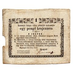   Rozsnyó 1 Pengő krajczárra 1849 gondolat jel és NAGY méret