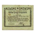 Rozsnyó 3 Pengő krajczárra Pénztári utalvány 1849 gondolat jel