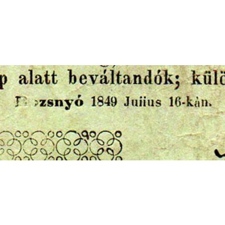 Rozsnyó 3 Pengő krajczárra 1849 Juiius és nyomathiány R