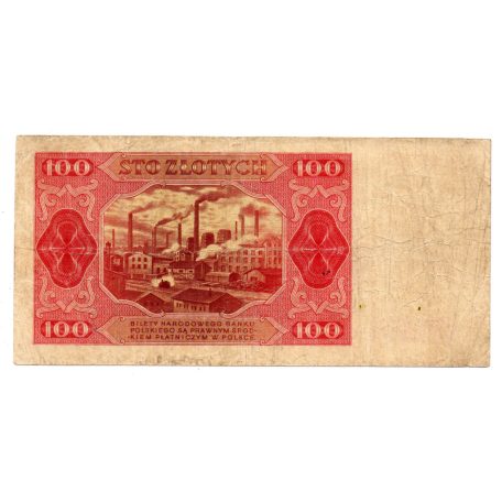 Lengyelország 100 Zloty Bankjegy 1948 P139b M139e keret nélkül