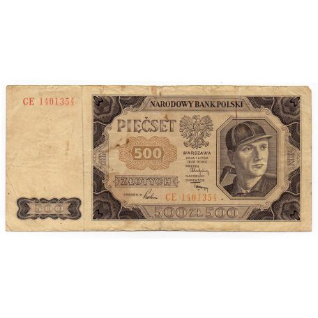 Lengyelország 500 Zloty Bankjegy 1948 P140a M140d