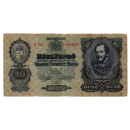 20 Pengő Bankjegy 1930 VG alacsony sorszám