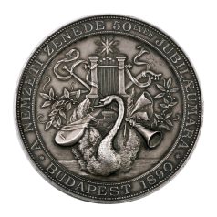 Nemzeti Zenede 50 éves Jubileumára ezüst emlékérem 1890