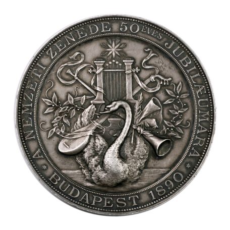 Nemzeti Zenede 50 éves Jubileumára ezüst emlékérem 1890