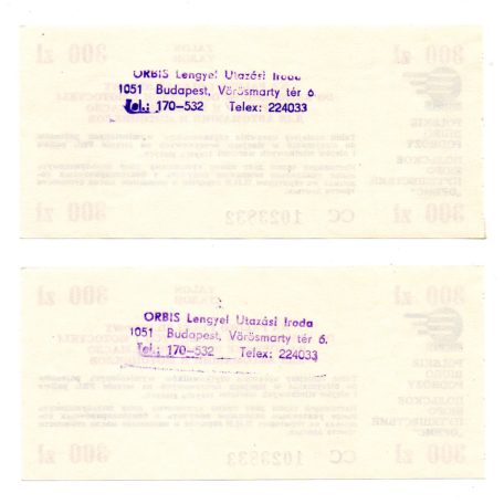Lengyelország 300 Zloty üzemanyag-utalvány Orbis utazási iroda sorszámkövető pár