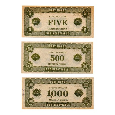 Kína 3 db Fun Bucks Bankjegy-Játékpénz