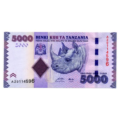 Tanzánia 5000 Shilling Bankjegy 2010 P43a