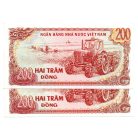 Vietnám 200 Dong Bankjegy 1987 P100a UNC sorszámkövető pár