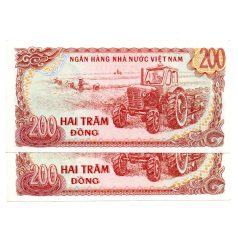   Vietnám 200 Dong Bankjegy 1987 P100a UNC sorszámkövető pár