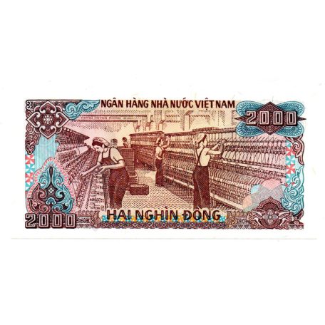 Vietnam 2000 Dong Bankjegy 1988 P107a1 UNC széles számozás 27mm