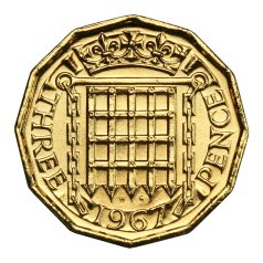 Nagy-Britannia aranyozott 3 Pence 1967