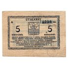 Szombathely 5 Korona Pénztári utalvány 1919