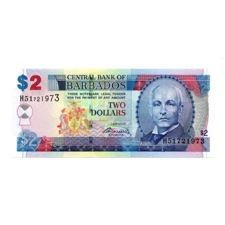 Barbados 2 Dollár Bankjegy 2007 P66b