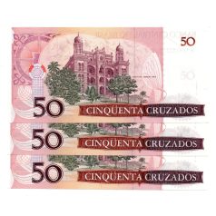   Brazilia 50 Cruzados Bankjegy 1986 P210a sorszámkövető 3db