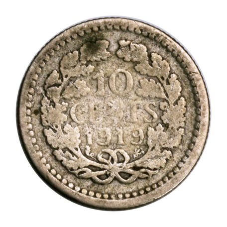 Hollandia I. Wilhelmina 10 Cent 1919 F 1,33g Ag640