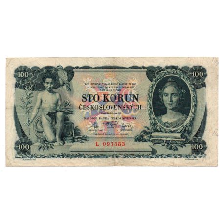 Csehszlovákia 100 Korona 1931 P23a 1 betűs sorozat L serie