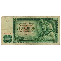 Csehszlovákia 100 Korona Bankjegy 1961 P91 Z sorozat