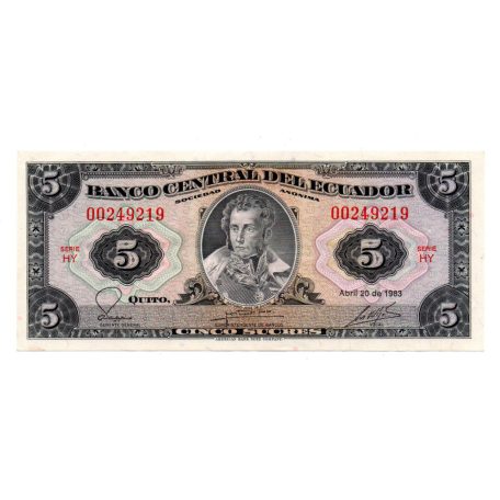 Ecuador 5 Sucres Bankjegy 1983 P108b