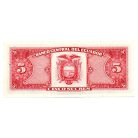Ecuador 5 Sucres Bankjegy 1988 P113d3 aUNC