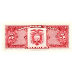 Ecuador 5 Sucres Bankjegy 1988 P113d3 aUNC